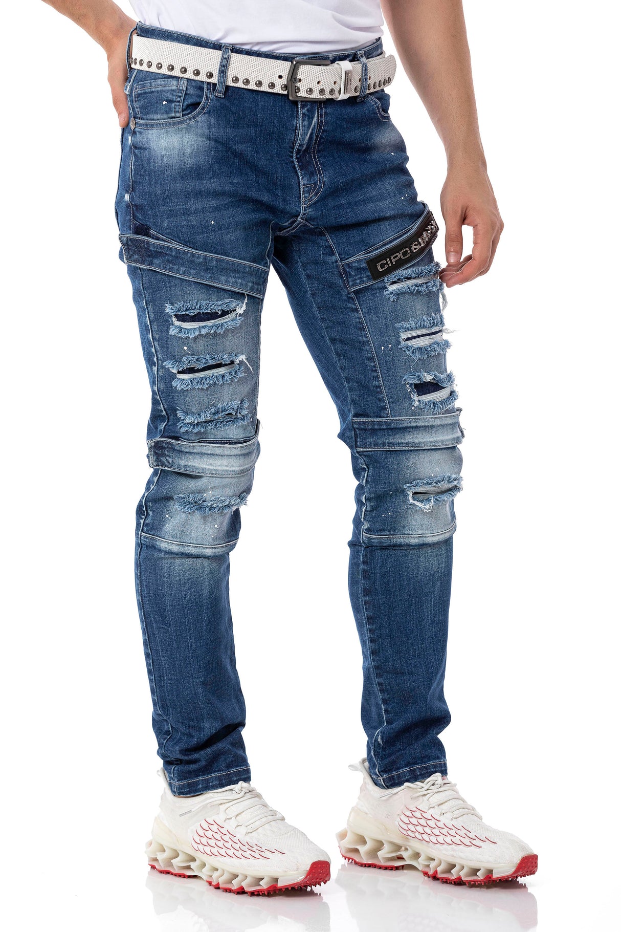 CD555 Slim-Fit Herenjeans in modieuze Destroyed Look