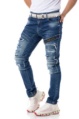 CD555 Herren Slim-Fit-Jeans im modischem Destroyed-Look