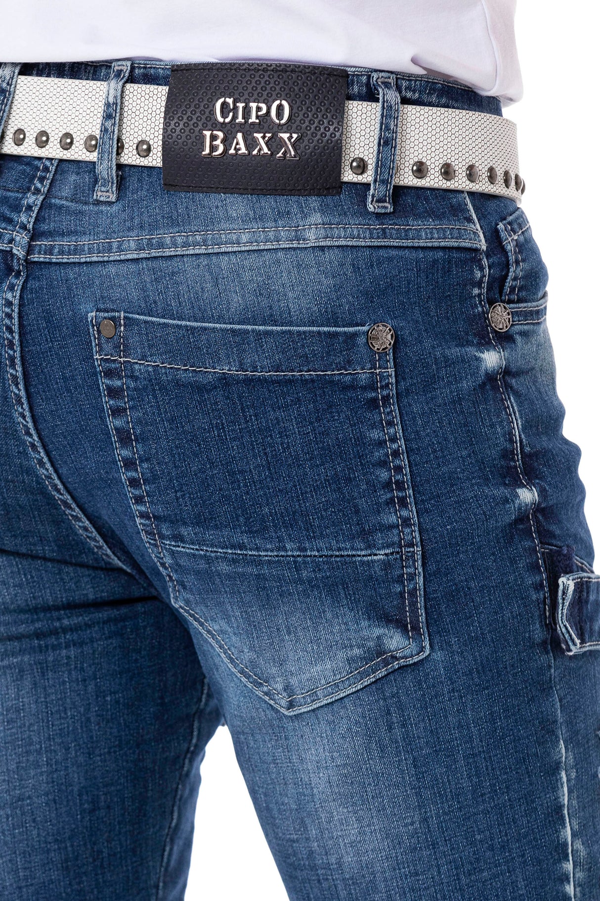 CD555 Herren Slim-Fit-Jeans im modischem Destroyed-Look