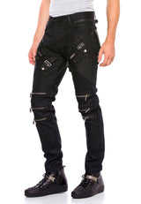 CD567 Men Straight Fit-Jeans with cool zipper applications