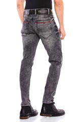 CD569 Men Jeans Slim Fit Stonewashed Casual Look with thick seams