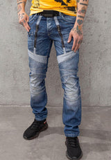 CD576 men's comfortable jeans with trendy decorative elements