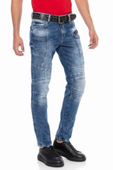 CD577 men's comfortable jeans with cool decorative seam elements