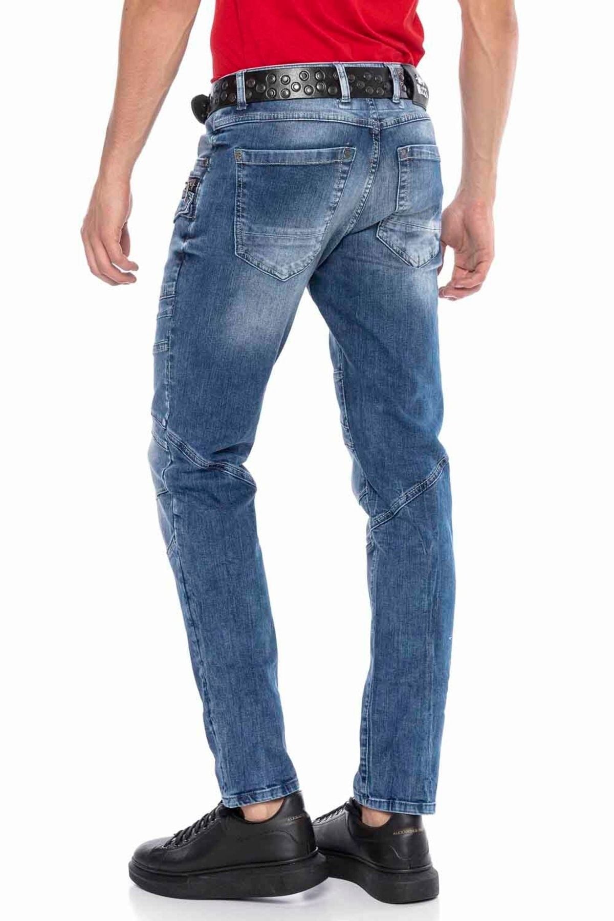 CD577 men's comfortable jeans with cool decorative seam elements