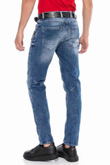 CD577 men's comfortable jeans with cool decorative seam elements