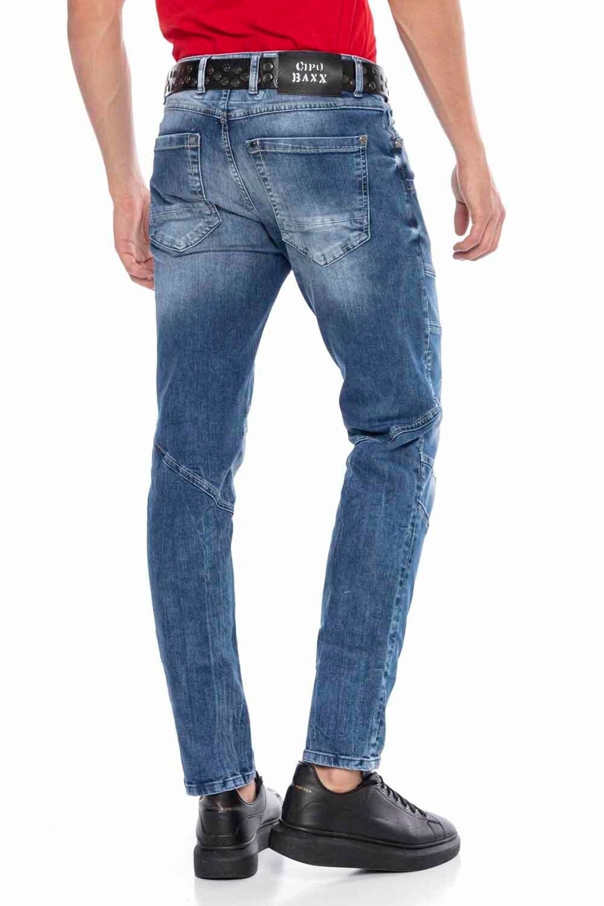 CD577 men's comfortable jeans with cool decorative seam elements