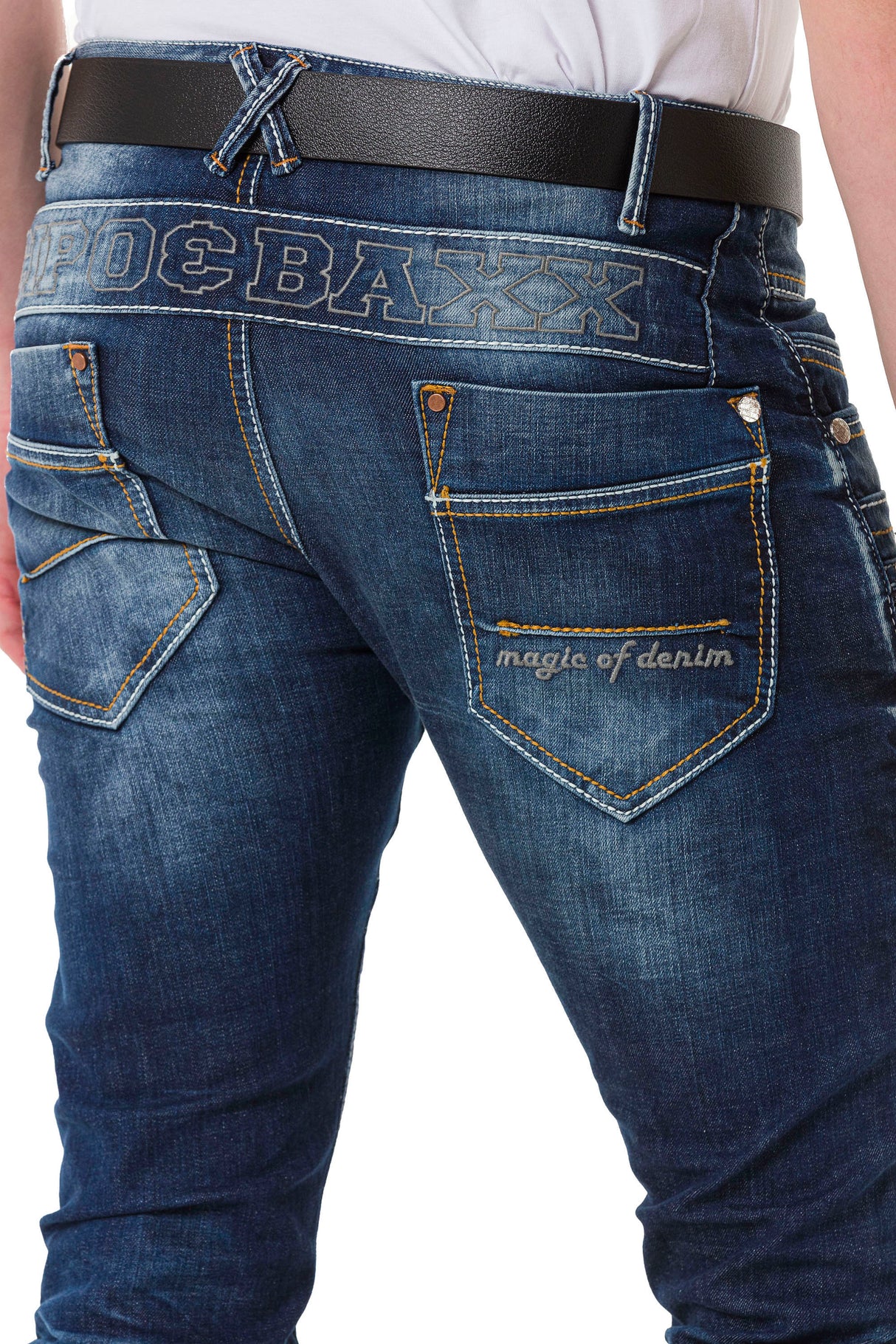 CD584 Herren bequeme Jeans mit Kontrastnähten