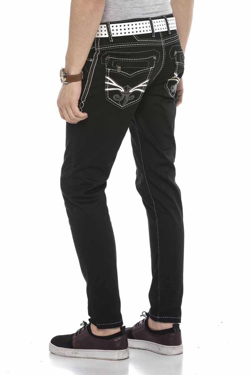 CD585 men's comfortable jeans with cool embroidery