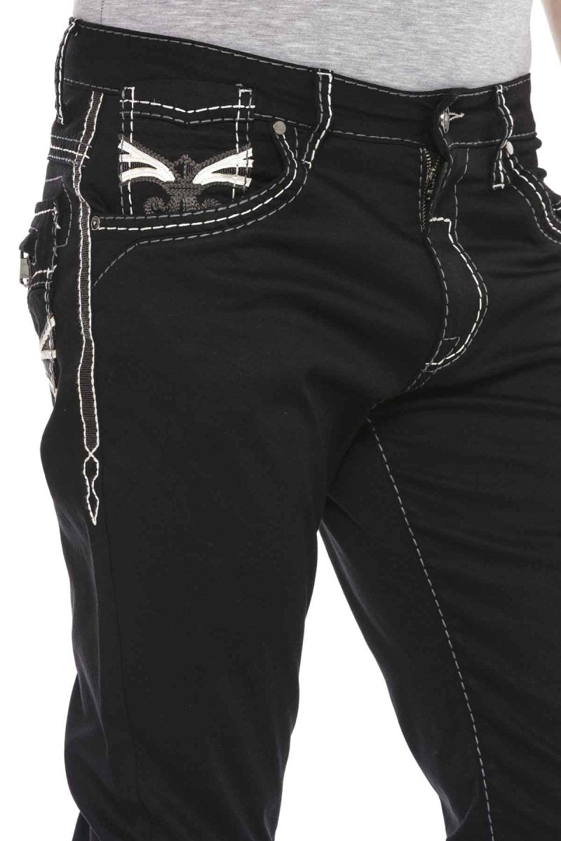 CD585 men's comfortable jeans with cool embroidery