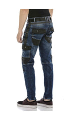 CD586 Comfortabele Heren Jeans met Opvallende Applicaties