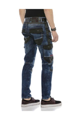 CD586 men's comfortable jeans with striking applications