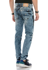 CD590 Men Straight Fit-Jeans in a casual biker look