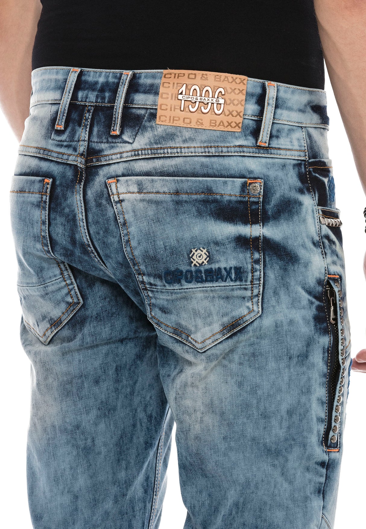 CD590 Men Straight Fit-Jeans in a casual biker look