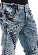 CD590 Men Straight Fit-Jeans in a casual biker look