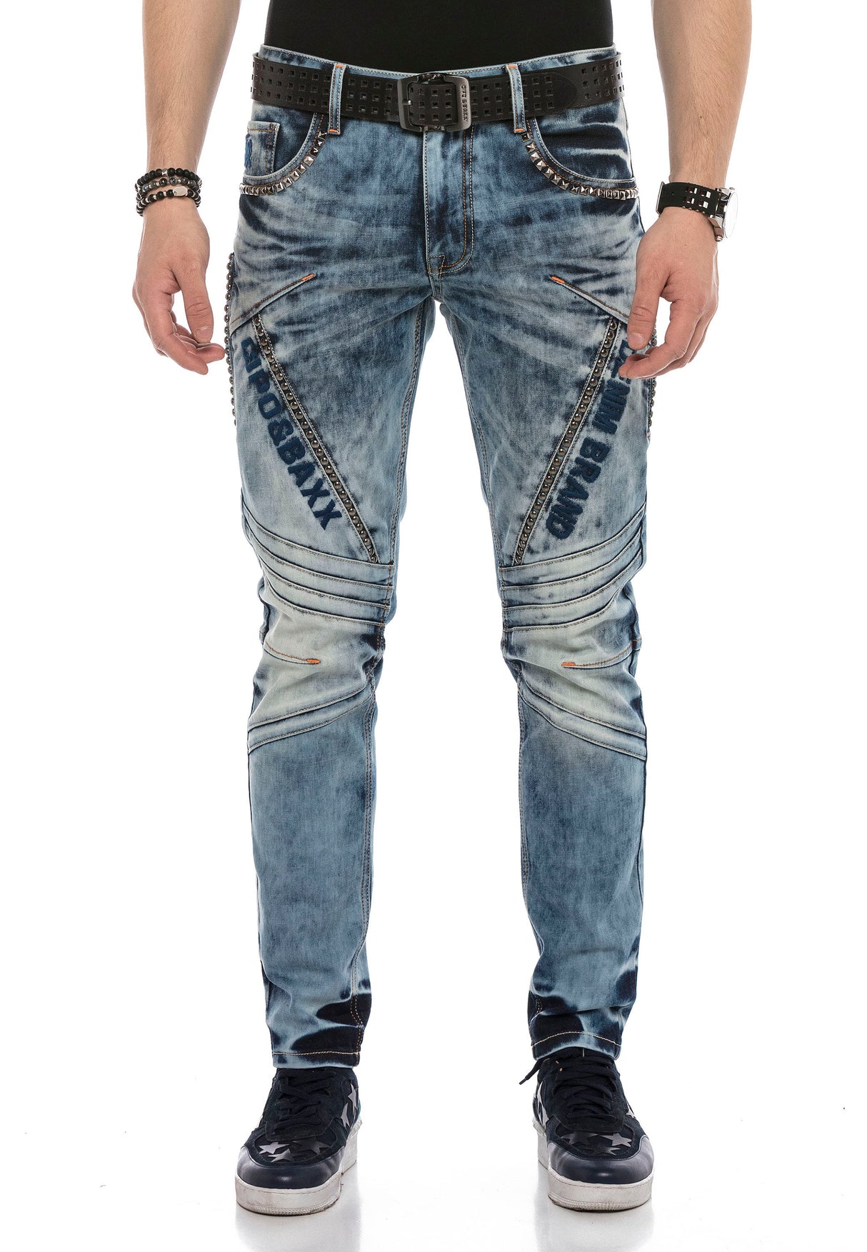 CD590 Men Straight Fit-Jeans in a casual biker look