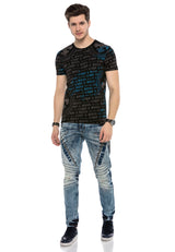 CD590 Men Straight Fit-Jeans in a casual biker look