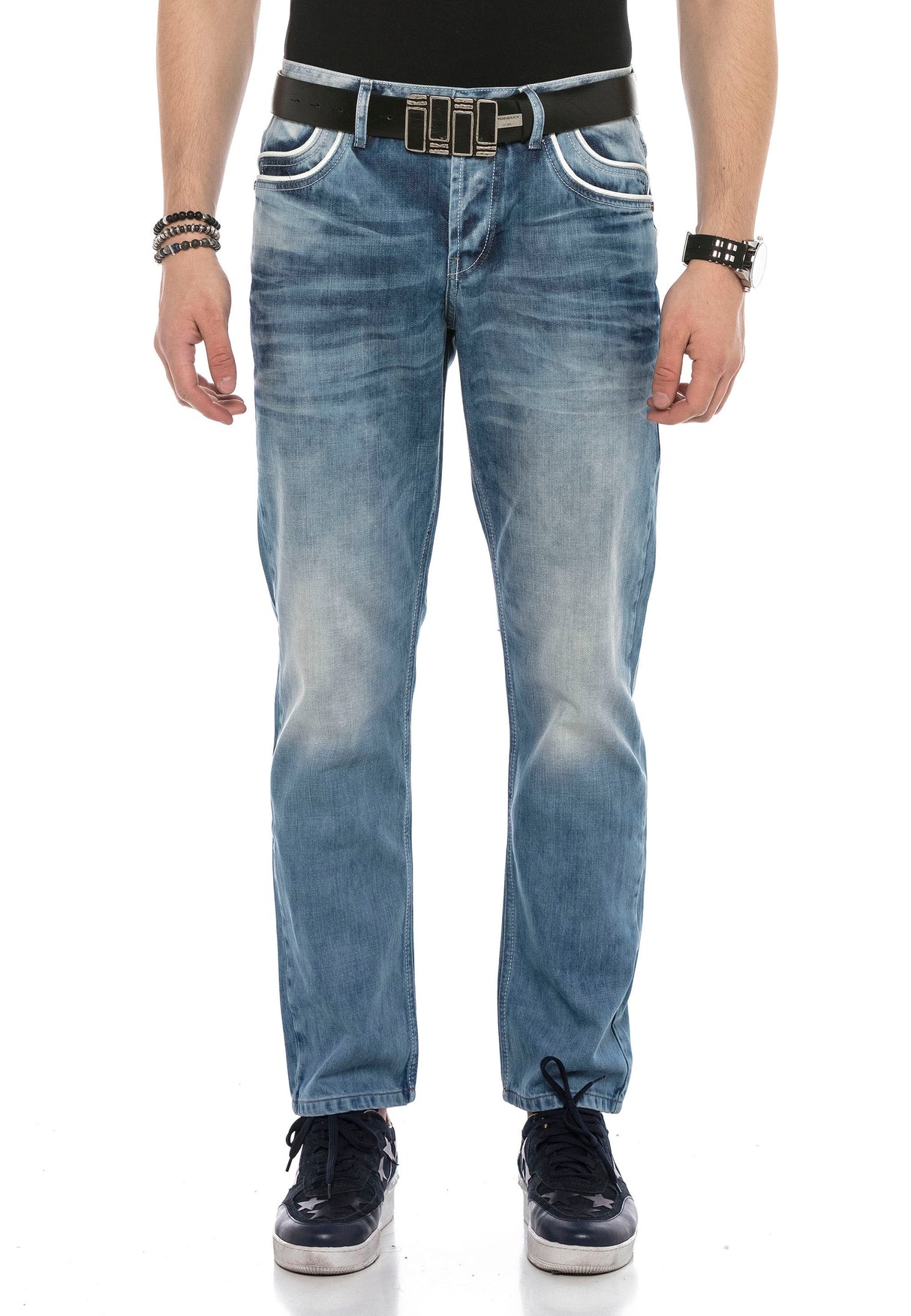 CD594 Herren bequeme Jeans im Regular Fit-Schnitt