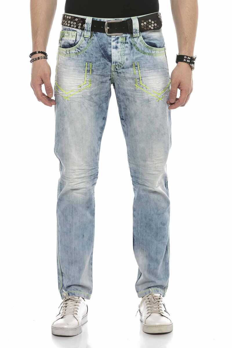 CD596 men's comfortable jeans with a light wash