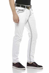 CD601 men's comfortable jeans with striking contrast stitching