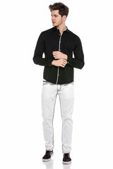 CD601 men's comfortable jeans with striking contrast stitching