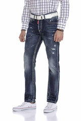 CD606 men's comfortable jeans with stylish used elements