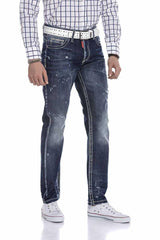 CD606 men's comfortable jeans with stylish used elements