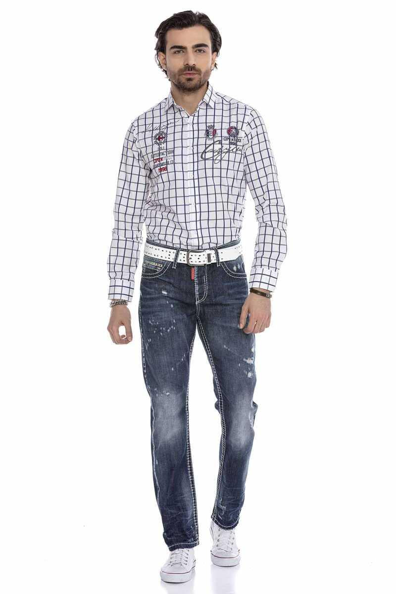 CD606 men's comfortable jeans with stylish used elements