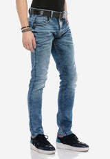 CD621 men's comfortable jeans in a trendy used look