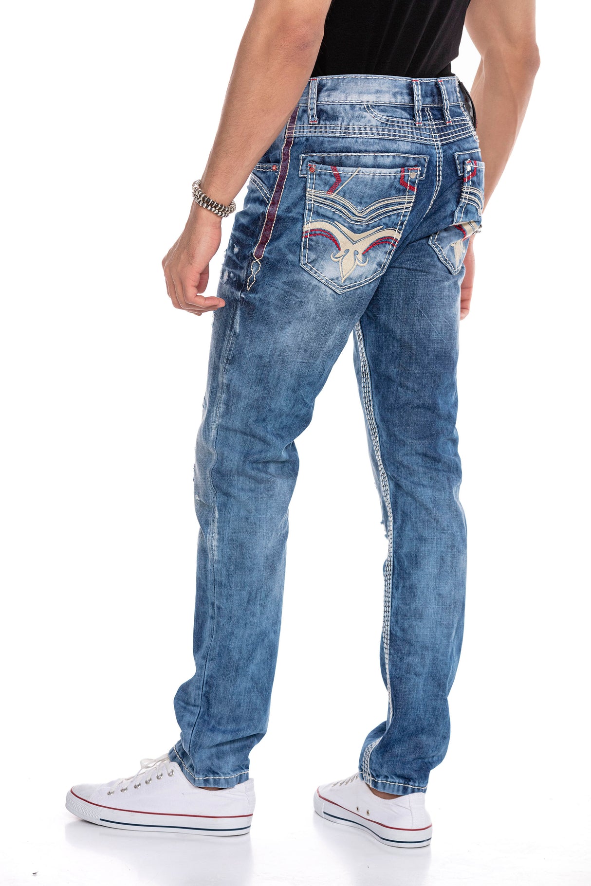 CD651 Herren bequeme Jeans im lässigen Destroyed-Look