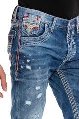 CD651 Herren bequeme Jeans im lässigen Destroyed-Look