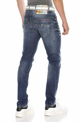 CD658 men's comfortable jeans with trendy used elements