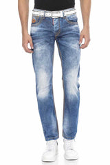 CD669 Men Straight Fit-Jeans with fashionable washing