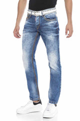 CD669 Men Straight Fit-Jeans with fashionable washing