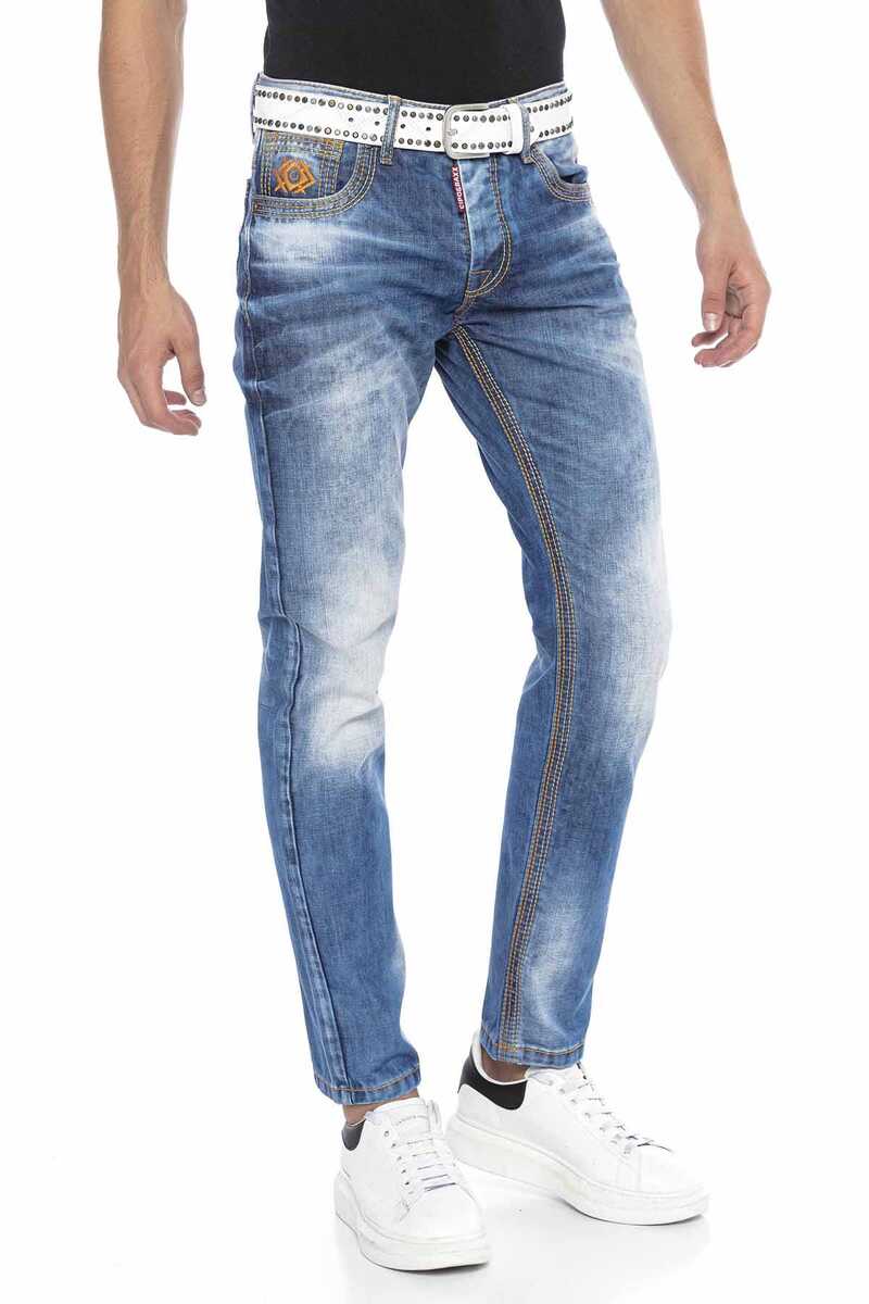 CD669 Men Straight Fit-Jeans with fashionable washing