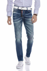 CD673 men's comfortable jeans with trendy used elements