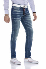 CD673 men's comfortable jeans with trendy used elements