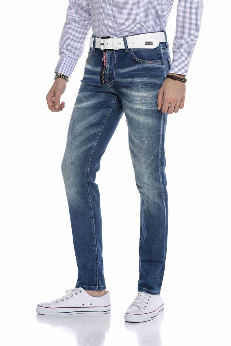 CD673 men's comfortable jeans with trendy used elements