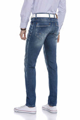 CD673 men's comfortable jeans with trendy used elements