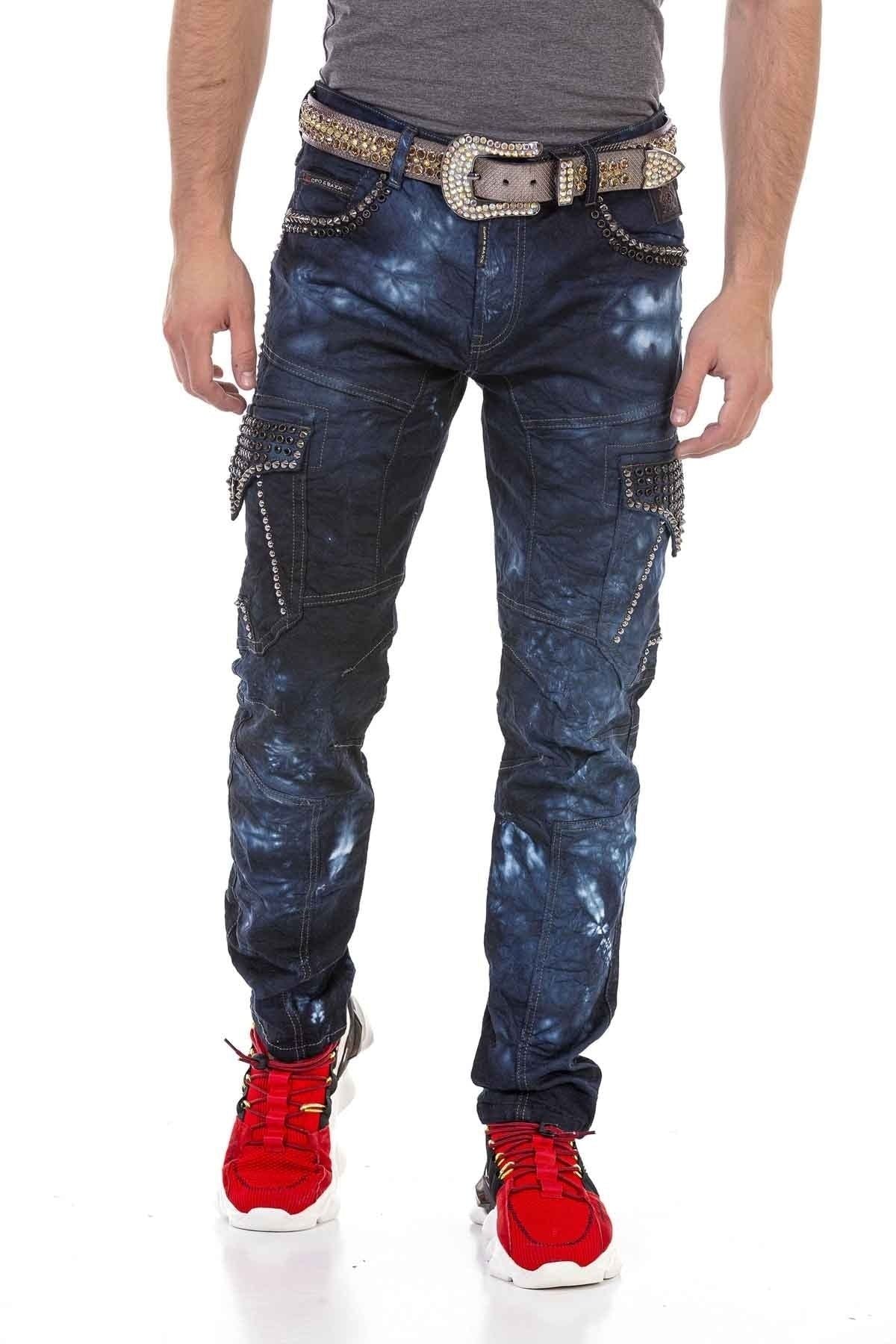 CD677 Heren Straight Fit-Jeans met opvallend Washing