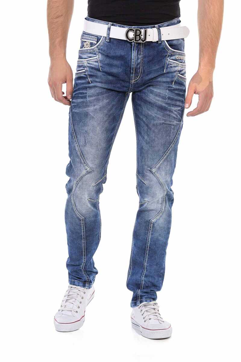 CD695 men Straight fit jeans with trendy decorative stitching