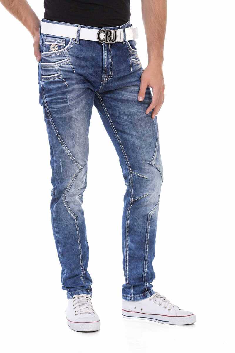 CD695 men Straight fit jeans with trendy decorative stitching