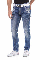 CD695 men Straight fit jeans with trendy decorative stitching