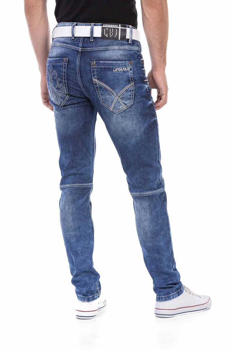 CD695 men Straight fit jeans with trendy decorative stitching