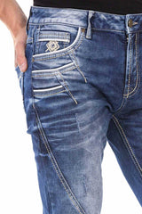 CD695 men Straight fit jeans with trendy decorative stitching