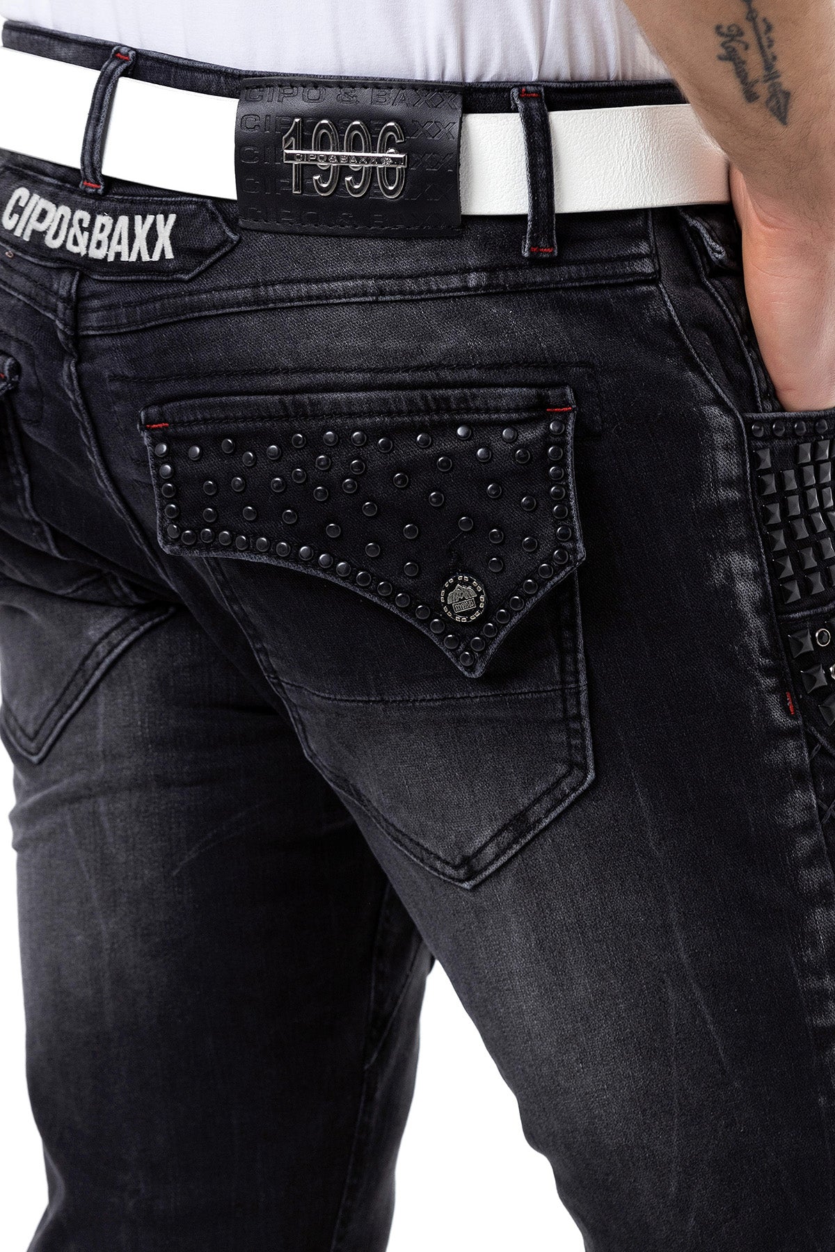 CD696 Men Slim-Fit-Jeans with cool rivets