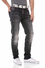 CD699 men's straight fit jeans with a cool used wash