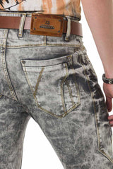 CD718 Men Straight-Jeans with wide decorative stitching