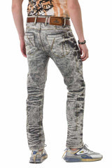 CD718 Men Straight-Jeans with wide decorative stitching