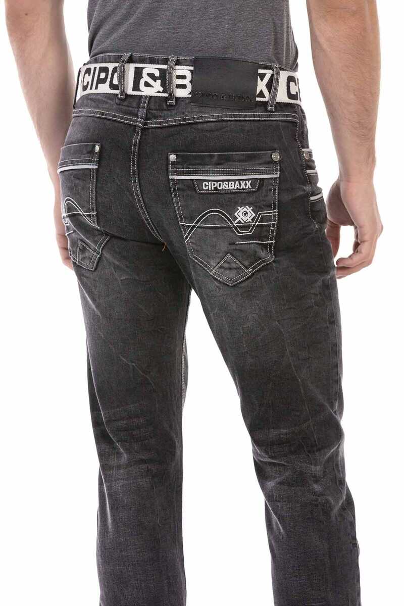 CD719 Jeans droit pour hommes avec coutures contrastées