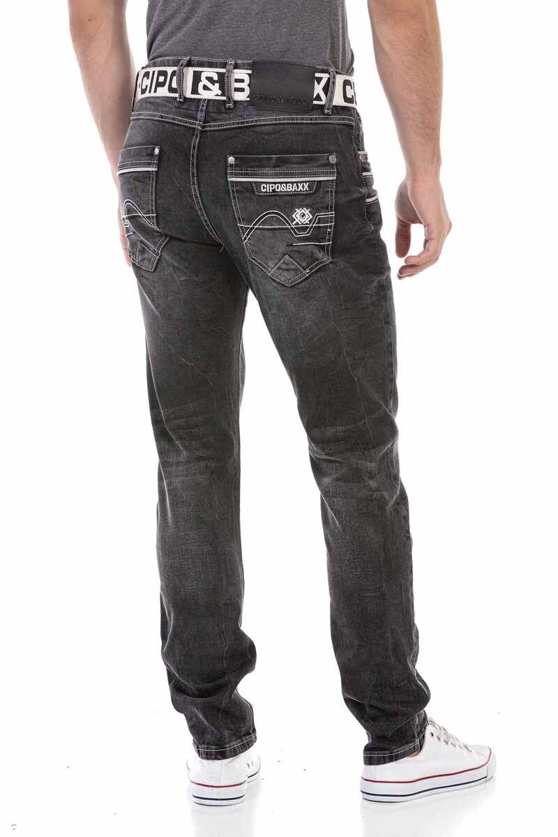 CD719 Jeans droit pour hommes avec coutures contrastées